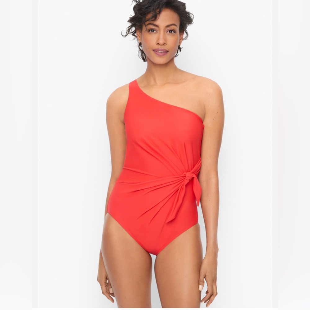 Miraclesuit One-Shoulder Red One-Piece Swimsuit with Side Knot